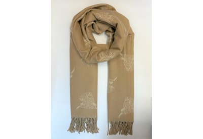 Butterfly Fashion Reversible Highland Cow Scarf Beige