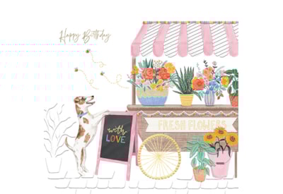 Ling Flower Cart Birthday Card Ling Flower Cart Birthday Card