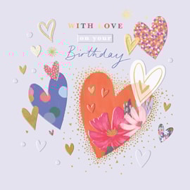 Ling Floral Hearts Birthday Card Ling Floral Hearts Birthday Card