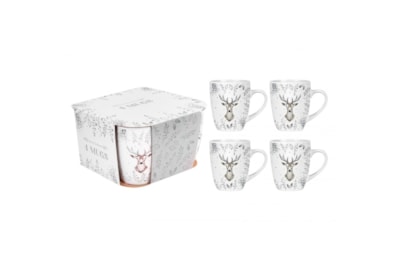 Rsw Christmas Silver Deer Set Of 4 Mugs (XM6481)