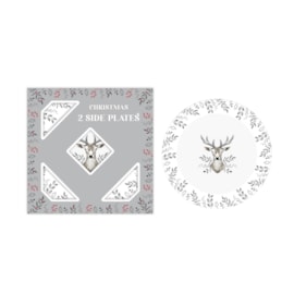 Rsw Christmas Stag Set Of 2 Side Plates 7.5" Rsw Christmas Stag Set Of 2 Side Plates 7.5"