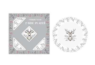 Rsw Christmas Stag Set Of 2 Side Plates 7.5" (XM6908)