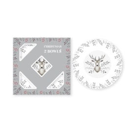 Rsw Christmas Stag Set Of 2 Bowls 8" Rsw Christmas Stag Set Of 2 Bowls 8"