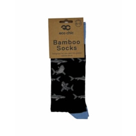 Eco Chic Black Sharks Bamboo Socks 6-11 (SKL08BK)