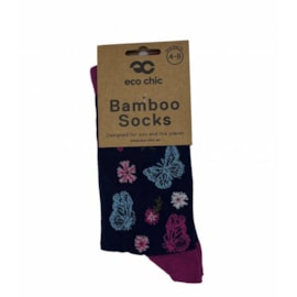 Eco Chic Navy Monarch Butterflies Bamboo Socks 4-8 (SK15NY)