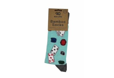 Eco Chic Mint Poker & Dice Bamboo Socks 6-11 (SKL07MT)