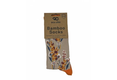 Eco Chic Beige Flowers Bamboo Socks 4-8 (SK16BG)