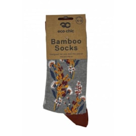 Eco Chic Grey Flowers Bamboo Socks 4-8 (SK16GY)
