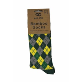 Eco Chic Green Argyle Bamboo Socks 6-11 (SKL01GN)