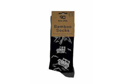 Eco Chic Black Landrover Bamboo Socks 6-11 (SKL04BK)