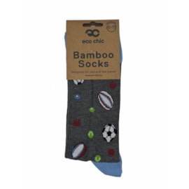 Eco Chic Grey Sports Balls Bamboo Socks 6-11 (SKL09GY)