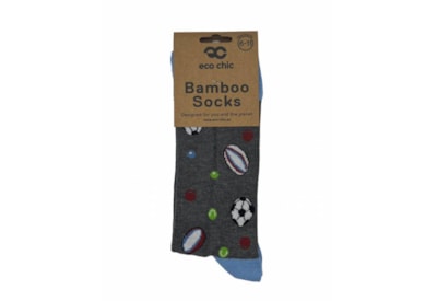 Eco Chic Grey Sports Balls Bamboo Socks 6-11 (SKL09GY)