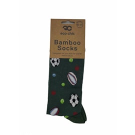 Eco Chic Green Sports Balls Bamboo Socks 6-11 (SKL09GN)