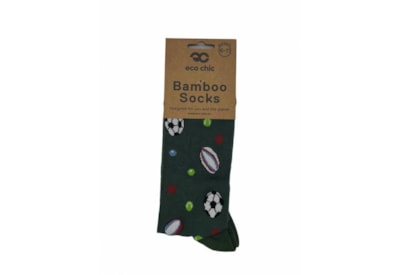 Eco Chic Green Sports Balls Bamboo Socks 6-11 (SKL09GN)