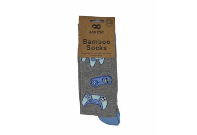 Eco Chic Grey Gaming Controllers Bamboo Socks 6-11 (SKL02GY)