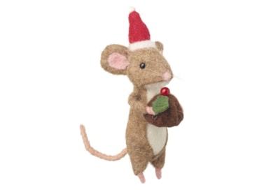 Heaven Sends Felt Mouse w Christmas Pudding Heaven Sends Felt Mouse w Christmas Pudding