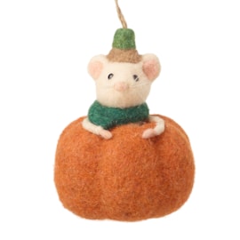 Heaven Sends Hanging Felt Mouse In Pumpkin 14cm (JA244)