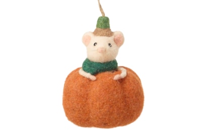 Heaven Sends Hanging Felt Mouse In Pumpkin 14cm (JA244)