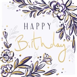 Ink And Block Floral Script Birthday Card (JJ1334)