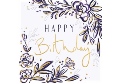 Ink And Block Floral Script Birthday Card (JJ1334)