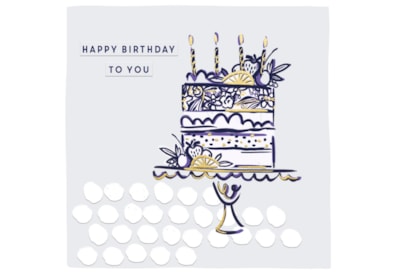 Ink And Block Floral Birthday Cake Birthday Card (JJ1338)