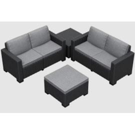 Keter California 4 Seater Double Lounge Set Plus Footstool - Graphite Keter California 4 Seater Double Lounge Set Plus Footstool - Graphite
