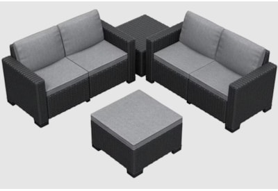 Keter California 4 Seater Double Lounge Set Plus Footstool - Graphite Keter California 4 Seater Double Lounge Set Plus Footstool - Graphite