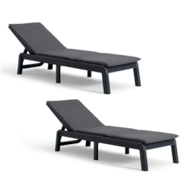 Keter Set Of 2 Atlas Sunlounger With Cushions - Graphite Keter Set Of 2 Atlas Sunlounger With Cushions - Graphite
