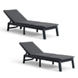 Keter Set Of 2 Atlas Sunlounger With Cushions - Graphite