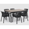 Keter Signature Porto 160Cm Table + Elisa Dining Chair Set Of 6 - Ashwood Brown