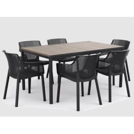 Keter Signature Porto 160Cm Table + Elisa Dining Chair Set Of 6 - Ashwood Brown