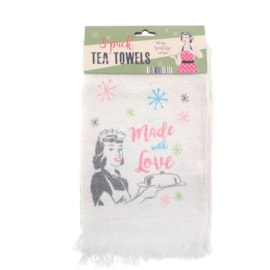 Fringed Kitchen Towels With Love 3pk (KTS177545)