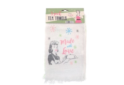Fringed Kitchen Towels With Love 3pk (KTS177545)