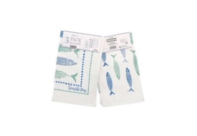 Tea Towels Sea The Day 3pk Tea Towels Sea The Day 3pk