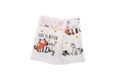 3Pk Dog Tea Towels