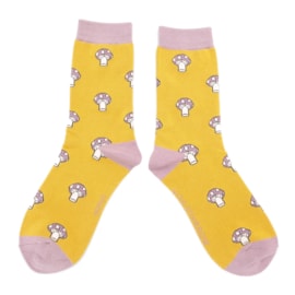Miss Sparrow Mushrooms Socks Yellow