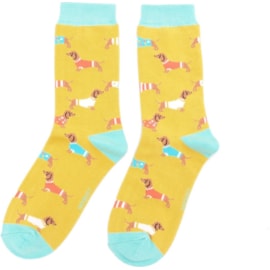 Miss Sparrow Pups In Coats Socks Yellow (SKS354YELLOW)