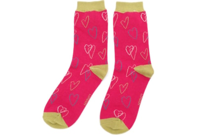 Miss Sparrow Sketch Hearts Socks Red (SKS328RED)