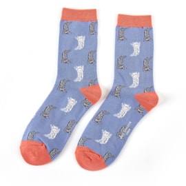 Miss Sparrow Lazy Cats Socks Blue