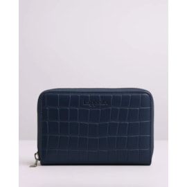 Lappella Elisia Medium Zip Round Purse In Navy Croc Petra Leather Ref 123-18 Lappella Elisia Medium Zip Round Purse In Navy Croc Petra Leather Ref 123-18