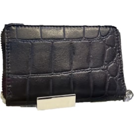 Lappella Eva Small Zip Round Purse In Navy Croc Valentino Leather