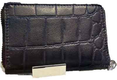 Lappella Eva Small Zip Round Purse In Navy Croc Valentino Leather