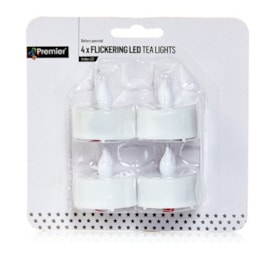 Battery Operated Lit Flickering Tea Lights Set of 4
