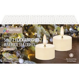Premier 2pc Flickabright Tea Light Candle Cream 3cm Premier 2pc Flickabright Tea Light Candle Cream 3cm
