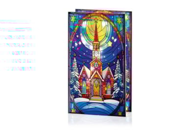 Premier Bo Lit Church w Star Stained Glass Table Decorat 21x13