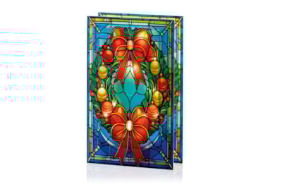 Premier Bo Lit Wreath Stained Glass Table Decorat 21x13