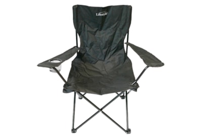 Fitz Camping Chair Blk Frame Grey Fabric Large Fitz Camping Chair Blk Frame Grey Fabric Large
