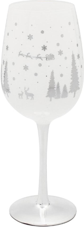 Xmas Woodland Silver Wine Glass (LP52202)