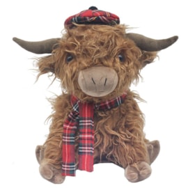 Highland Cow Doorstop Tartan