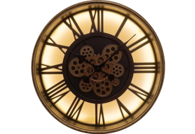 Cog Clock Light Up Gold 51Cm Cog Clock Light Up Gold 51Cm